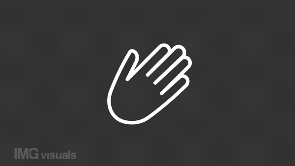 Animated waving hand white line icon. Nonverbal communication. Greeting and calling gesture. Seamless loop HD video with alpha channel on transparent background. Motion graphic design for night mode