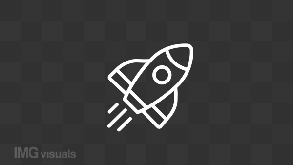 Animated rocket white line icon. Launch spacecraft into cosmos. Space shuttle. Startup. Seamless loop HD video with alpha channel on transparent background. Motion graphic design for night mode