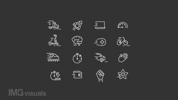 Animated moving white line icons set. Sport and active lifestyle. Means of transportation. Seamless loop HD video with alpha channel on transparent background. Motion graphic design for night mode