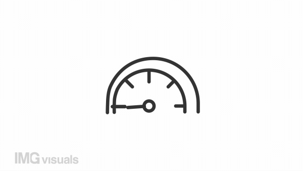 Animated speedometer linear icon. Vehicle speed. Acceleration. Automobile gauge. Seamless loop HD video with alpha channel on transparent background. Outline motion graphic animation