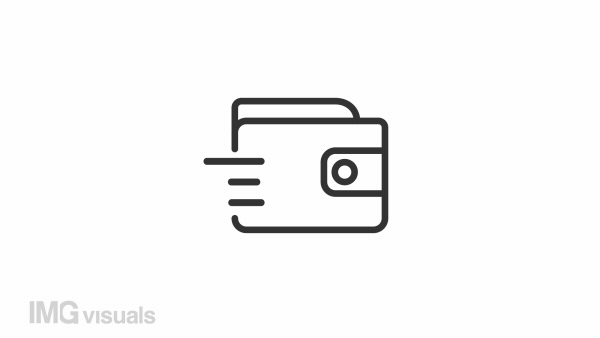 Animated wallet linear icon. Electronic payment. Financial operation. Purchase. Seamless loop HD video with alpha channel on transparent background. Outline motion graphic animation
