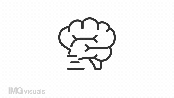 Animated brain activity linear icon. Cognitive process. Human body organ. Mindset. Seamless loop HD video with alpha channel on transparent background. Outline motion graphic animation