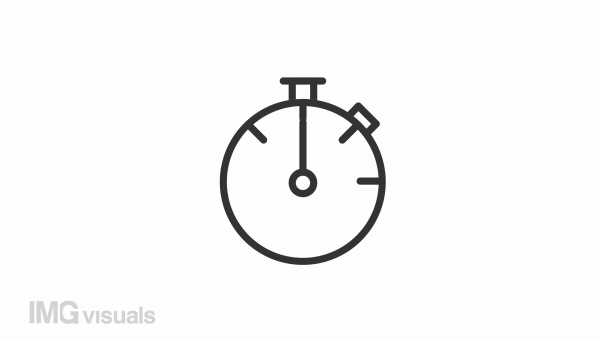 Animated stopwatch linear icon. Countdown tool. Precise measurement. Sport timer. Seamless loop HD video with alpha channel on transparent background. Outline motion graphic animation