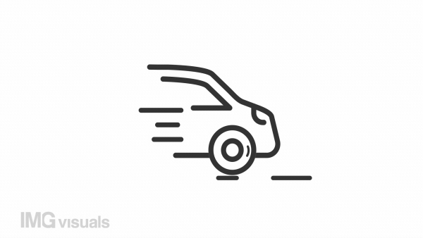 Animated car linear icon. Motor vehicle. Fuel and electric automobiles. Transportation. Seamless loop HD video with alpha channel on transparent background. Outline motion graphic animation