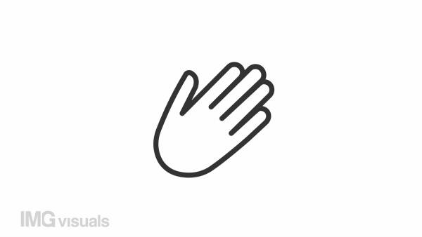 Animated waving hand linear icon. Nonverbal communication. Greeting and calling gesture. Seamless loop HD video with alpha channel on transparent background. Outline motion graphic animation