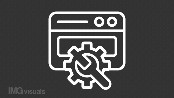 Web settings white icon animation. Animated line browser window with wrench turning cogwheel. Loop HD video with chroma key, alpha channel, transparent background. Outline motion graphic