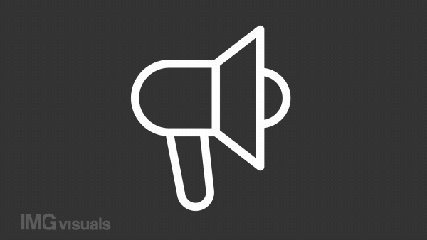 Animated speaker white line icon. Megaphone loudhailer animation. Social media. Marketing campaign. Loop HD video with chroma key, alpha channel, transparent background. Outline motion graphic