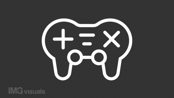 Animated gamepad white line icon. Game controller animation. Play station. Playing video game. Loop HD video with chroma key, alpha channel, transparent background. Outline motion graphic