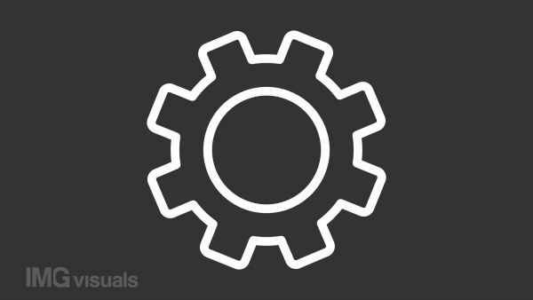 Animated setup error white line icon. Spinning gear with warning sign appear animation. Exclamation mark. Loop HD video with chroma key, alpha channel, transparent background. Outline motion graphic