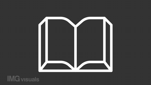 Animated opened book white line icon. Turning pages animation. Knowledge information. Story telling. Loop HD video with chroma key, alpha channel, transparent background. Outline motion graphic