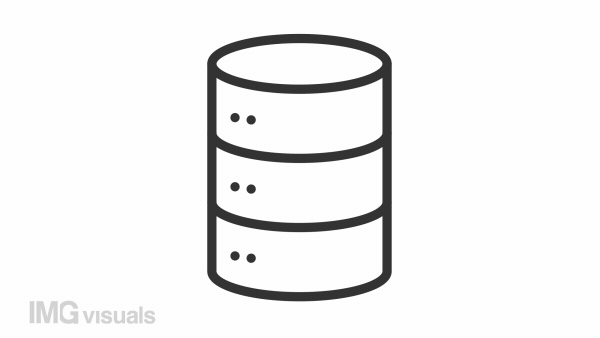 Animated server database line icon. Data management animation. Cloud storage. Computer hardware. Big data. Loop HD video with alpha channel, transparent background. Outline motion graphic