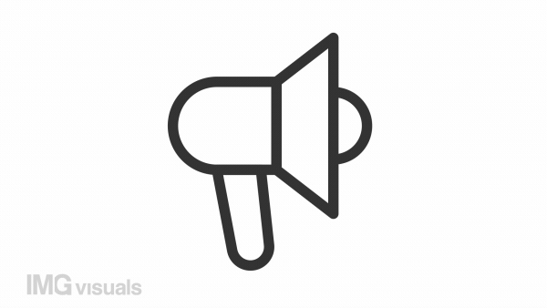Animated announcement speaker icon. Megaphone loudhailer line animation. Social media. Marketing campaign. Loop HD video with alpha channel, transparent background. Outline motion graphic