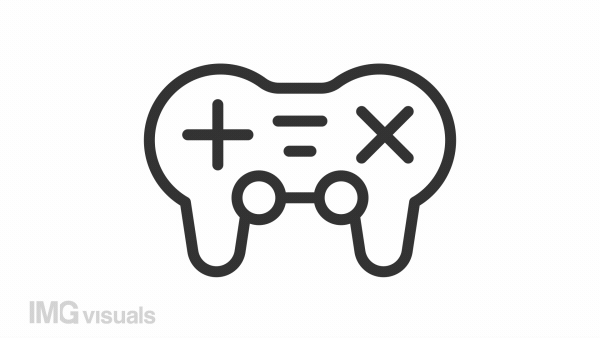 Animated gamepad line icon. Game controller animation. Play station. Cyber sport. Playing video game. Loop HD video with alpha channel, transparent background. Outline motion graphic