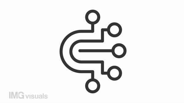 Digital data icon animation. Animated line machine learning. Computer science. Artificial intelligence. Loop HD video with alpha channel, transparent background. Outline motion graphic