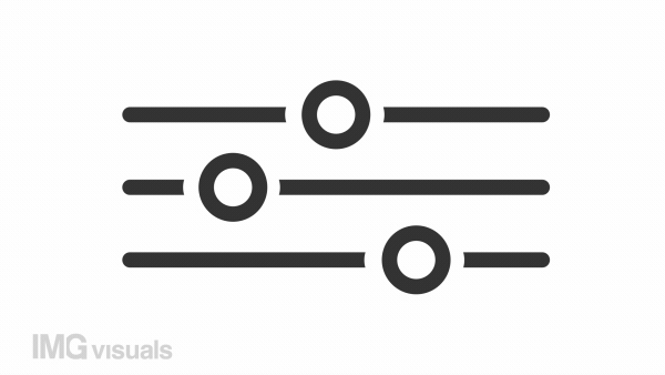 Animated equalizer line icon. Slider bar switching animation. Media control. User preferences. Audio mixer. Loop HD video with alpha channel, transparent background. Outline motion graphic
