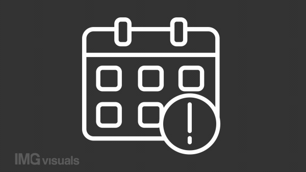 Animated attention white line icon. Important date in calendar. Loop HD video with chroma key, alpha channel on transparent background, black solid background. Outline motion graphic animation