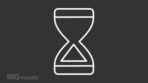 Animated sand clock white line icon. Wait-animation for web page. Loop HD video with chroma key, alpha channel on transparent background, black solid background. Outline motion graphic animation