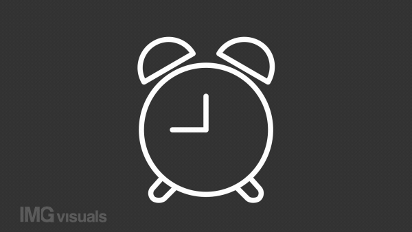 Animated alarm clock white line icon. Wake up time. Morning reminder. Loop HD video with chroma key, alpha channel on transparent background, black solid background. Outline motion graphic animation