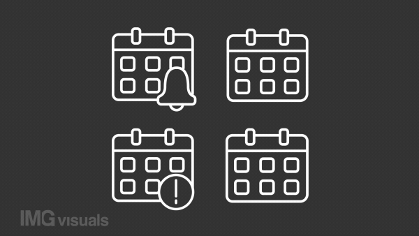 Animated schedule white line icons