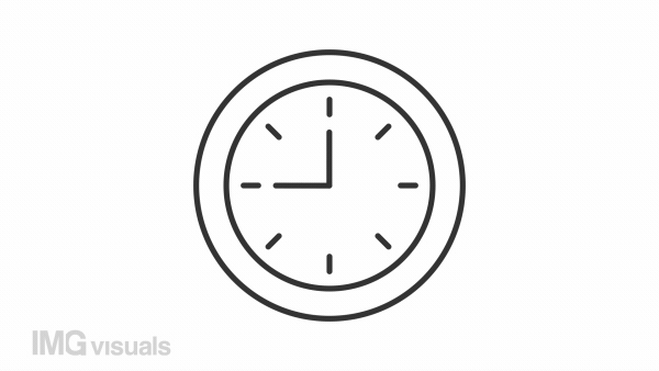 Animated clock linear icon. Website loader. Wait-animation. Displaying time. Progress indicator. Seamless loop HD video with alpha channel on transparent background. Outline motion graphic animation