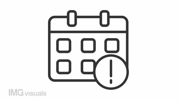 Animated attention linear icon. Important date in calendar. Schedule reminder. Seamless loop HD video with alpha channel on transparent background. Outline motion graphic animation