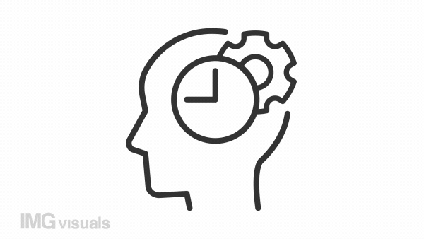 Animated cognition linear icon. Time for thinking process. Creative mindset. Brainstorming. Seamless loop HD video with alpha channel on transparent background. Outline motion graphic animation
