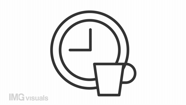 Animated break linear icon. Coffee time. Time to take pause. Scheduled time for lunch. Seamless loop HD video with alpha channel on transparent background. Outline motion graphic animation