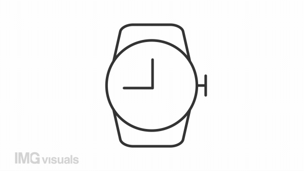 Animated wrist watch linear icon. Website wait-animation. Modern accessory. Clock face. Seamless loop HD video with alpha channel on transparent background. Outline motion graphic animation
