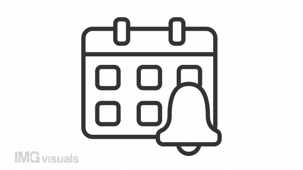 Animated calendar linear icon. Schedule notification. Appointment reminder. New update. Seamless loop HD video with alpha channel on transparent background. Outline motion graphic animation
