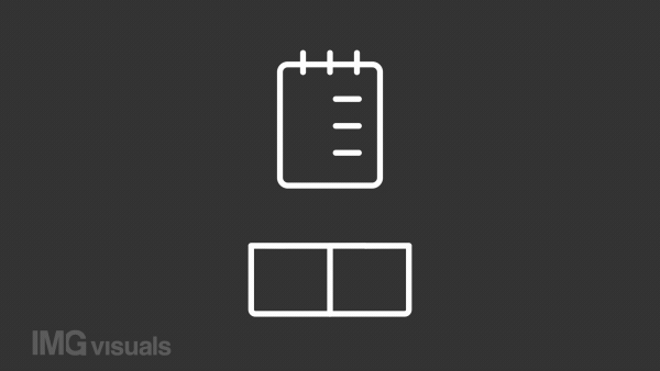 Product requirements white animation. Checklist falling into paper box line animated icon. Software engineering. Isolated illustration on dark background. Transition alpha video. Motion graphic