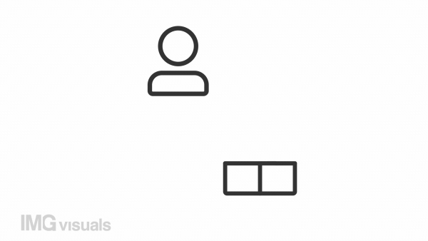 Customer journey line animation. Building route from person to box animated icon. Marketing strategy. Black illustration on white background. HD video with alpha channel. Motion graphic