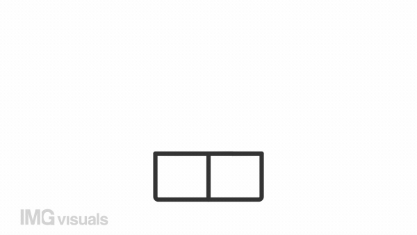 Differentiation line animation. Different geometric figures falling into box animated icon. Product features. Black illustration on white background. HD video with alpha channel. Motion graphic