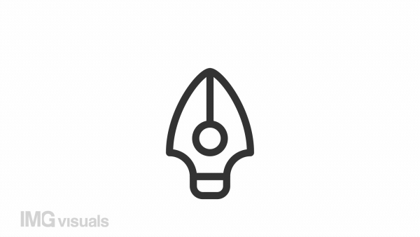 Pen tool animated icon. Creative profession line animation. Designer software. Artistic expression. Black illustration on white background. HD video with alpha channel. Motion graphic