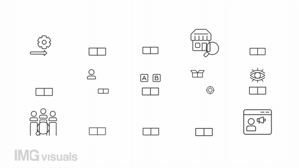 Product management animation set. Business strategy animated line icons. Software development. Market research. Black illustrations on white background. HD video with alpha channel. Motion graphic