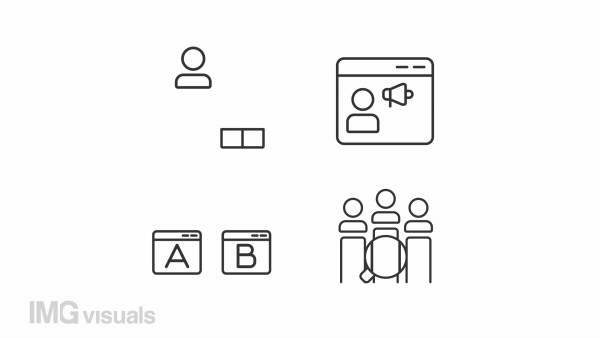 Market analysis animation set. Data research animated line icons. Consumer behavior. Brand strategy. Black illustrations on white background. HD video with alpha channel. Motion graphic
