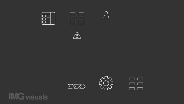 Animated diagrams white icons. Flowcharts line animation library. Project management. Process infographic. Isolated illustrations on dark background. Transition alpha. HD video. Icon pack