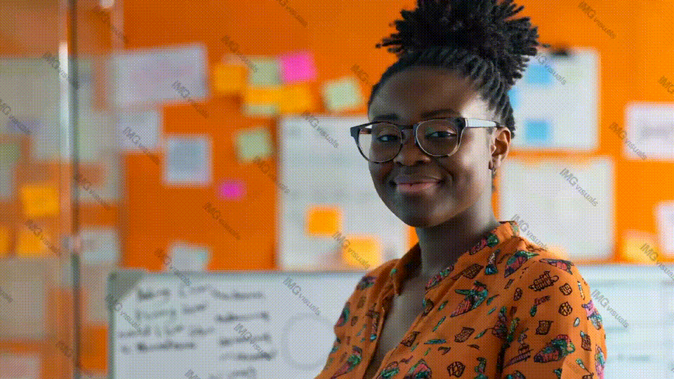 African american woman in glasses with brainstorming notes video animation, ai generated