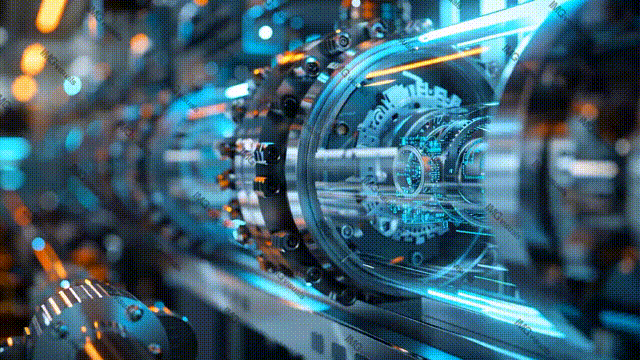 Highly detailed futuristic machinery setup video animation, ai generated