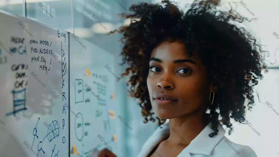 African american professional woman with business strategy video animation, ai generated