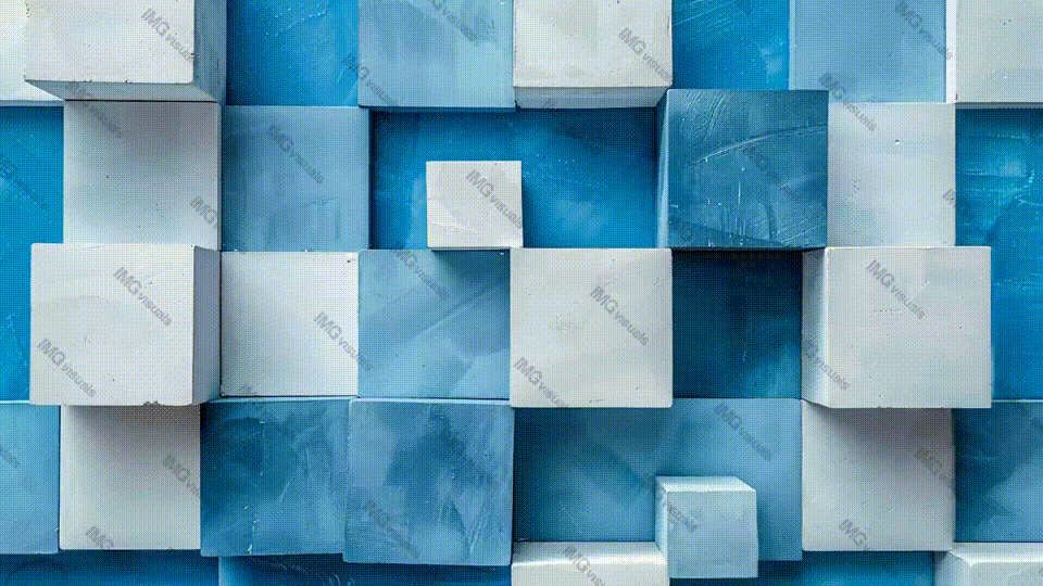 Abstract texture of overlapping cubes in blue shades video animation, ai generated