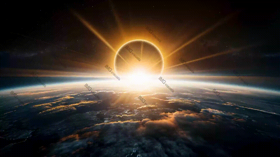 Solar eclipse over Earth video animation, ai generated