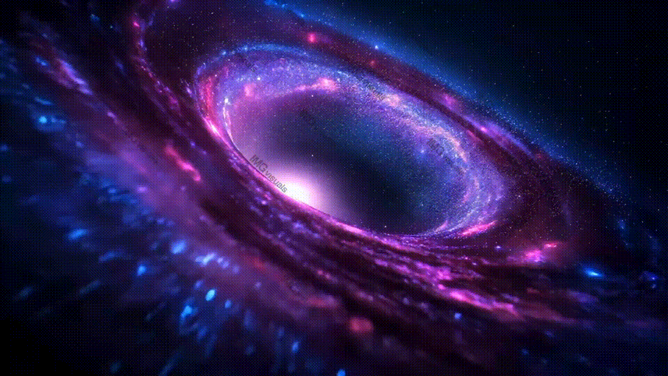 Purple cosmic vortex swirling with glowing light and stardust video animation, ai generated
