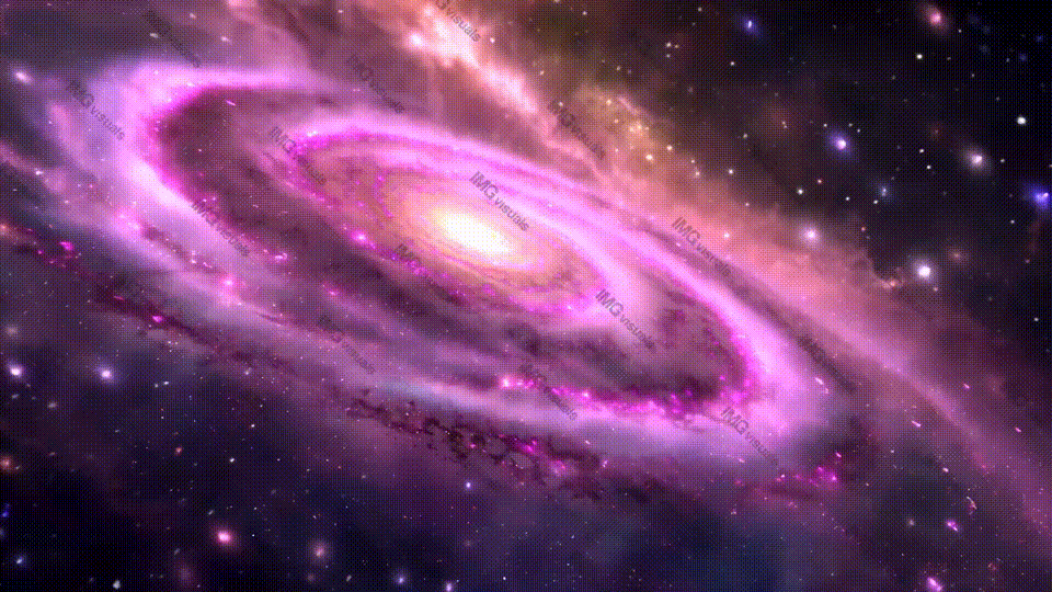 Mesmerizing pink and purple spiral galaxy glowing with radiance video animation, ai generated