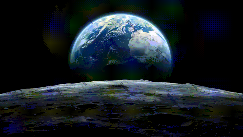 Earthrise from Moon video animation, ai generated