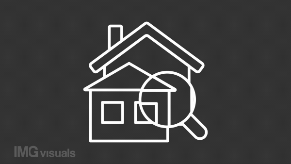 House search white line animation. Magnifying glass inspecting home. Property investment. Seamless loop HD video with alpha channel on transparent background. Animated outline icon for night mode