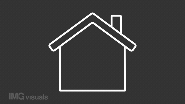 Housing market white line animation. Rising property value. Real estate price change. Seamless loop HD video with alpha channel on transparent background. Animated outline icon for night mode