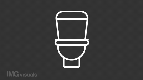 Animated home toilet white line icon. Lavatory bowl. Half bath. Water closet. Seamless loop HD video with alpha channel on transparent background. Outline motion graphic animation for night mode