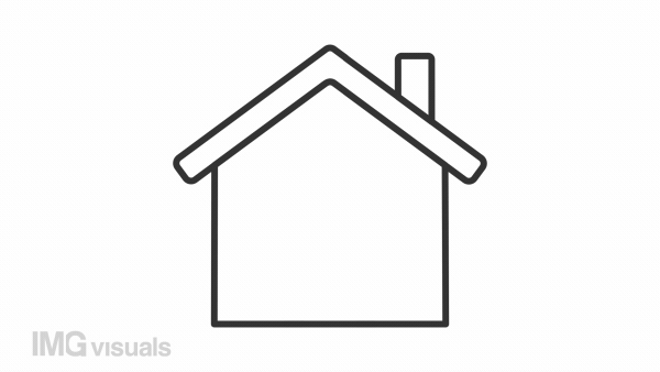 Housing market growth line animation. Rising property value. Real estate price change. Construction cost. Seamless loop HD video with alpha channel on transparent background. Animated outline icon