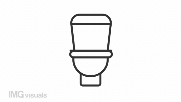 Animated home toilet linear icon. Lavatory bowl. Half bath. Water closet. Bathroom fixture. Seamless loop HD video with alpha channel on transparent background. Outline motion graphic animation