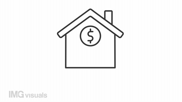 Deal closing linear animation. Buyer and seller handshake. Real estate transaction. Buying property. Seamless loop HD video with alpha channel on transparent background. Animated outline icon
